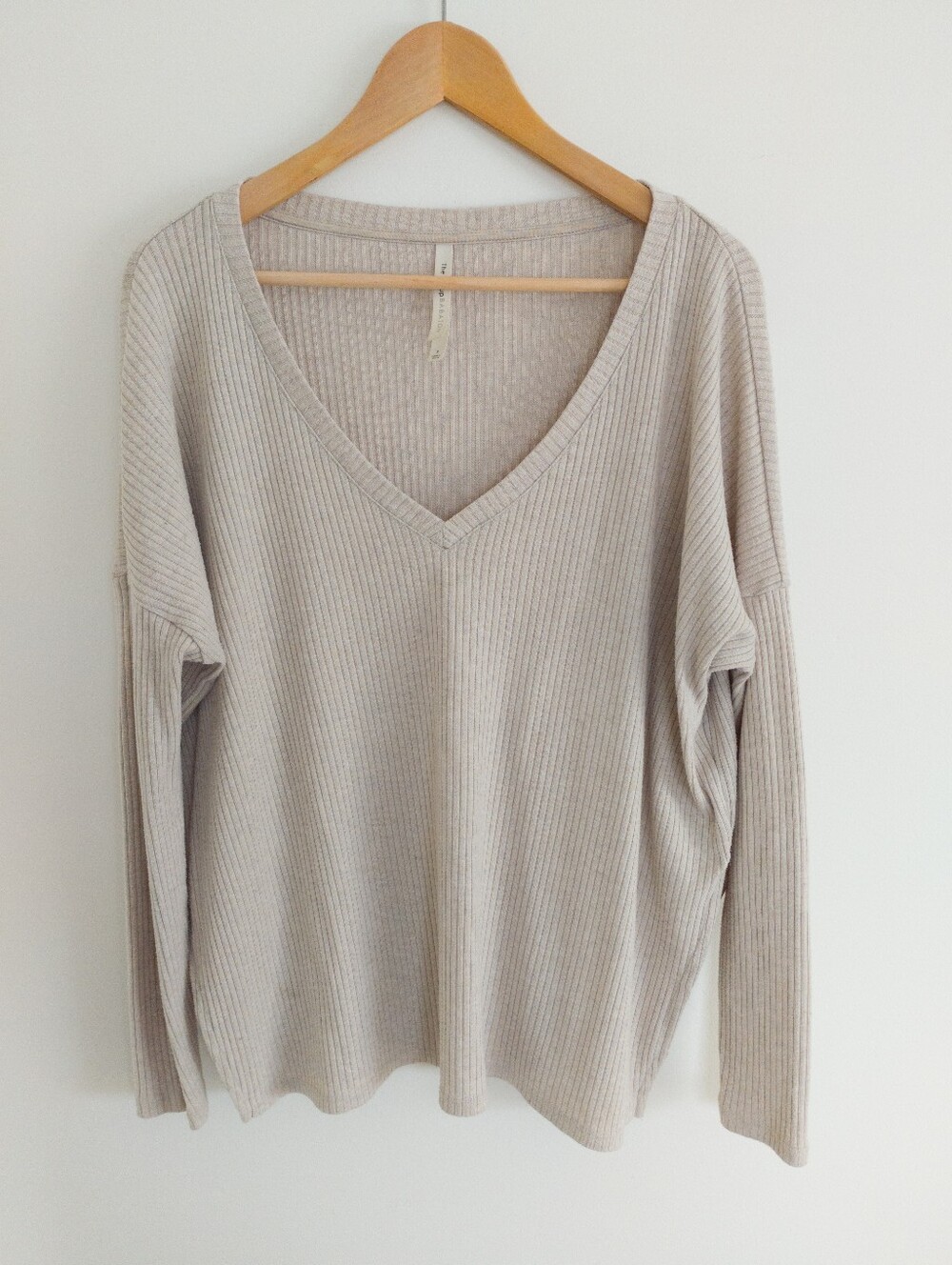 The Group by Babaton Aritzia Traverse Longsleeve Sweater Ribbed Beige Size 2